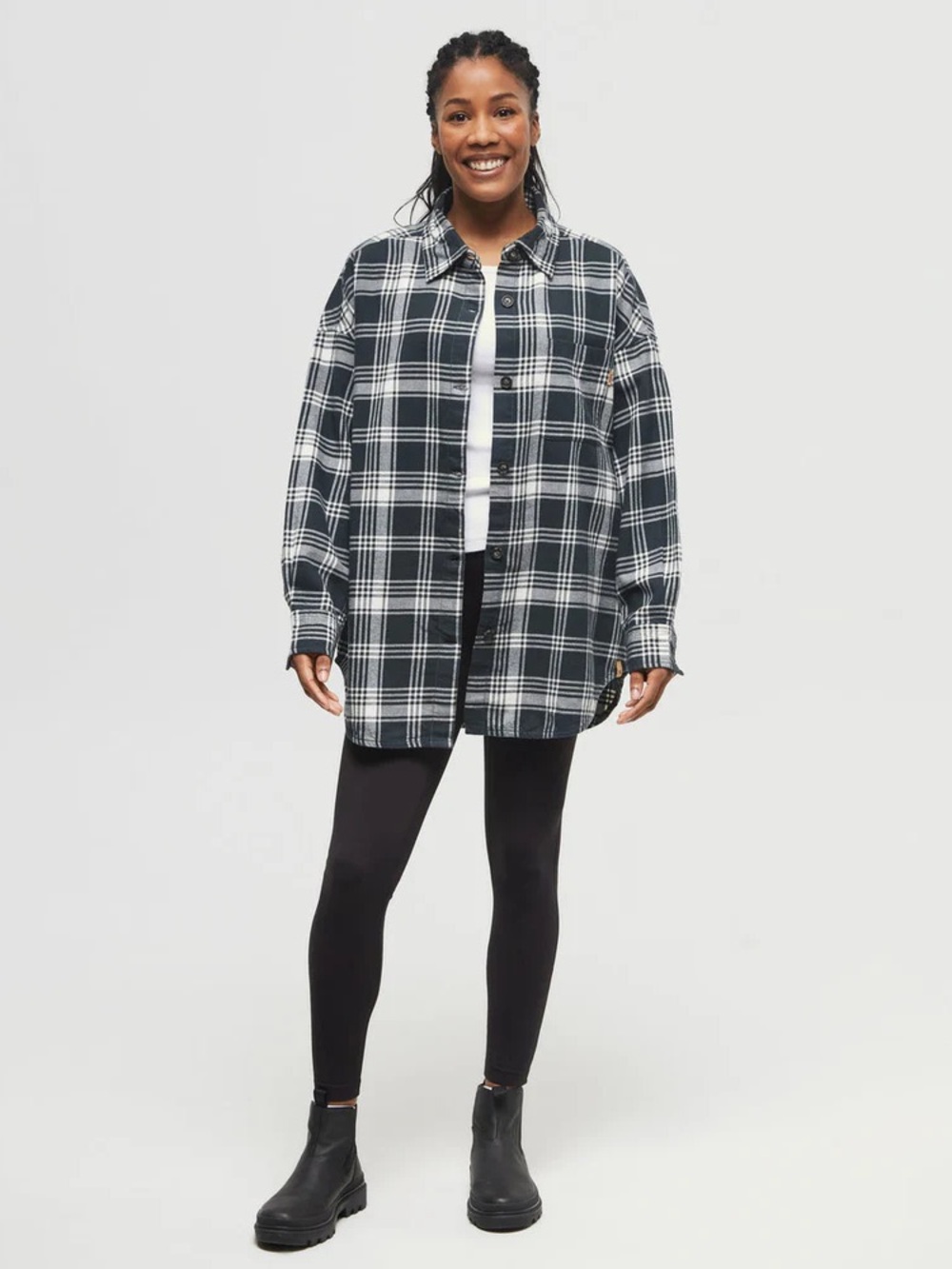 TENTREE Black & White Plaid Button-Up Shirt